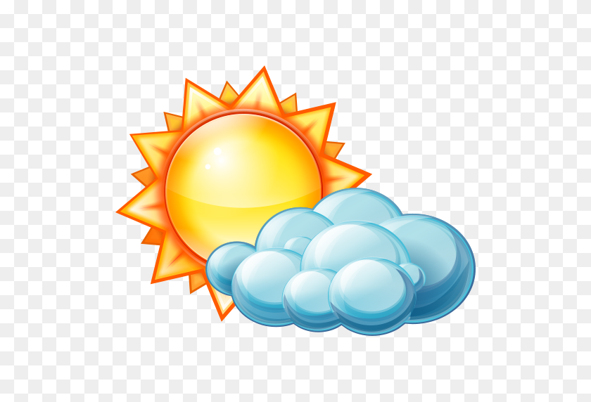 512x512 Векторные Картинки Из Цветного Символа Прогноза Погоды Для Частичной Облачности - Клипарт С Погодой