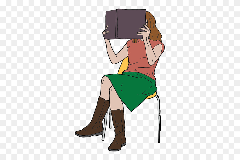 315x500 Vector Clip Art Of Woman Reading A Book On A Chair - Office Chair Clipart