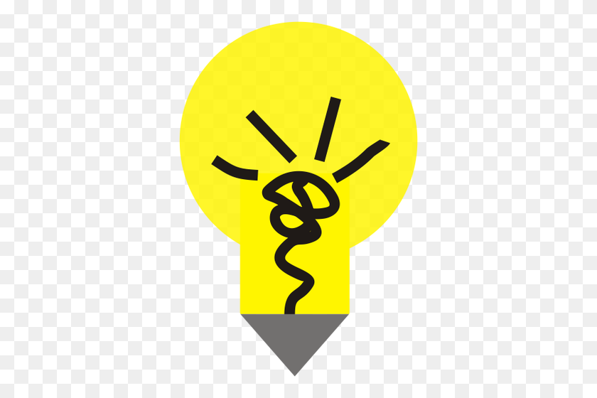 336x500 Vector Clip Art Of Yellow Light Bulb With A Pointy End Public - Lightbulb Clipart