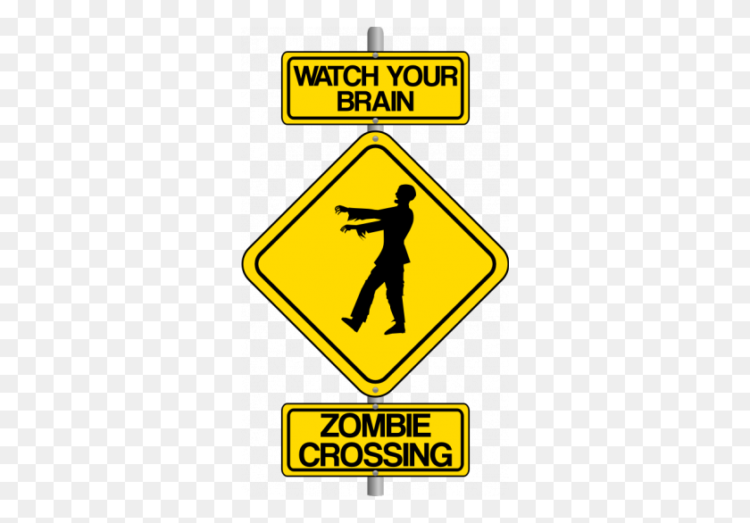 300x526 Vector Clip Art Of Zombie Crossing Traffic - Road Sign Clipart