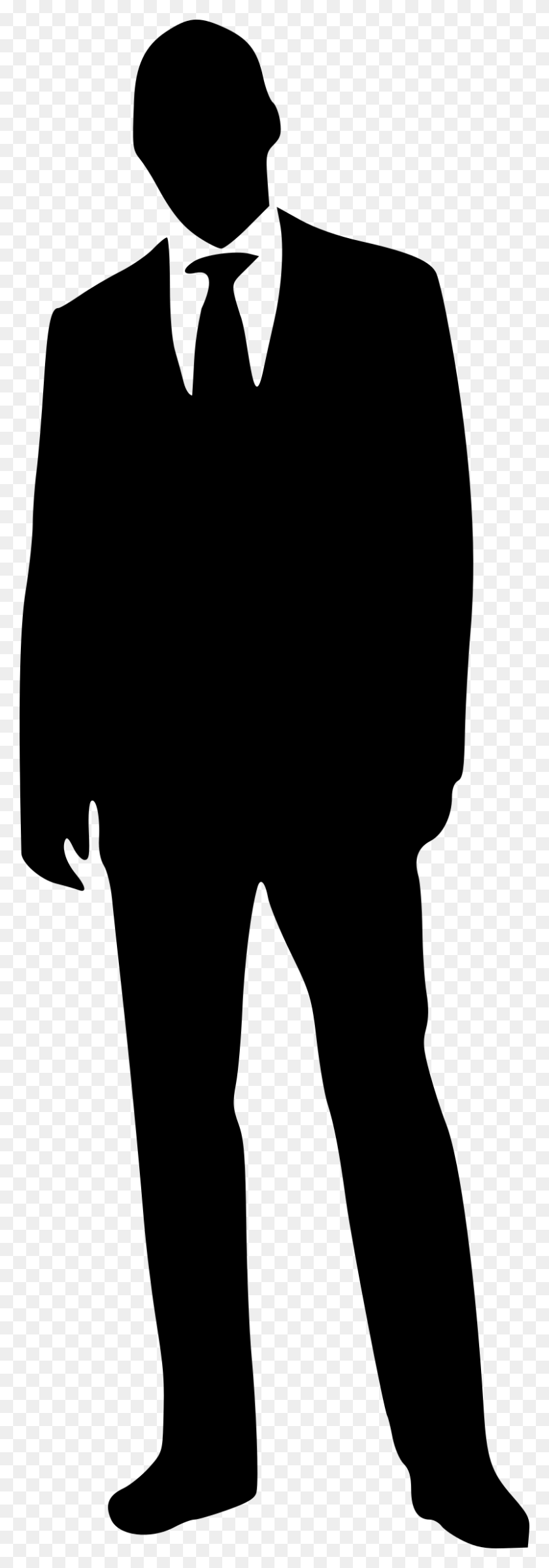801x2400 Vector Clipart Man - Person Black And White Clipart