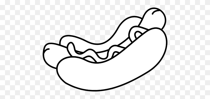 500x335 Vector Drawing Of A Hotdog - Hot Dog Clipart Black And White