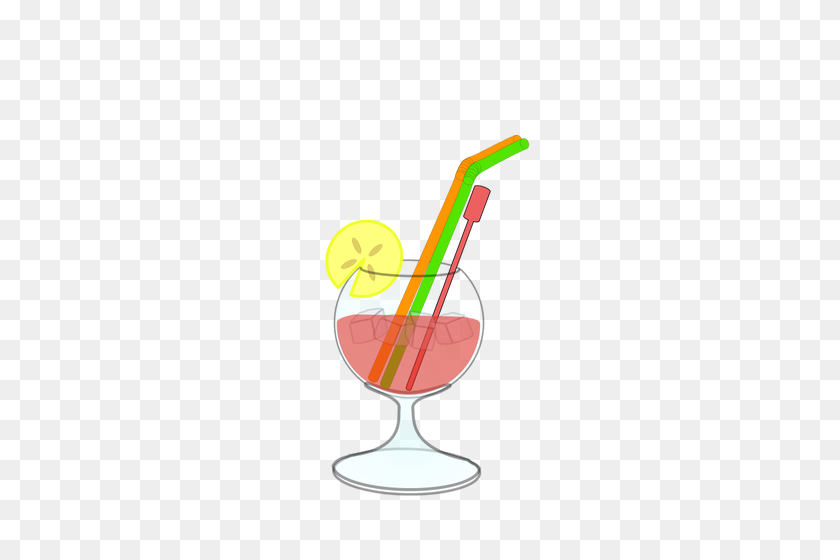 353x500 Vector Drawing Of Cocktail In Glass - Pina Colada Clipart