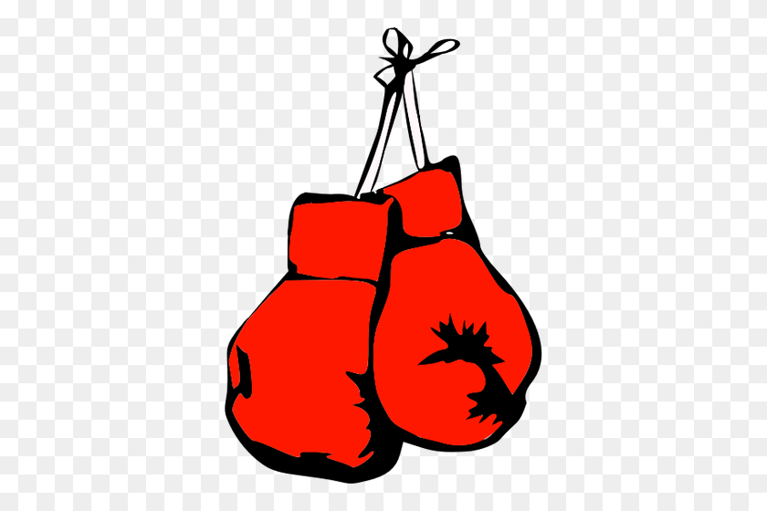 348x500 Vector Drawing Of Fiery Red Boxing Gloves - Knockout Clipart