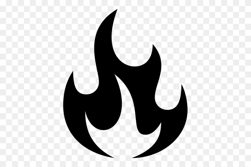 417x500 Vector Drawing Of Fire Pictogram - Fire Black And White Clipart