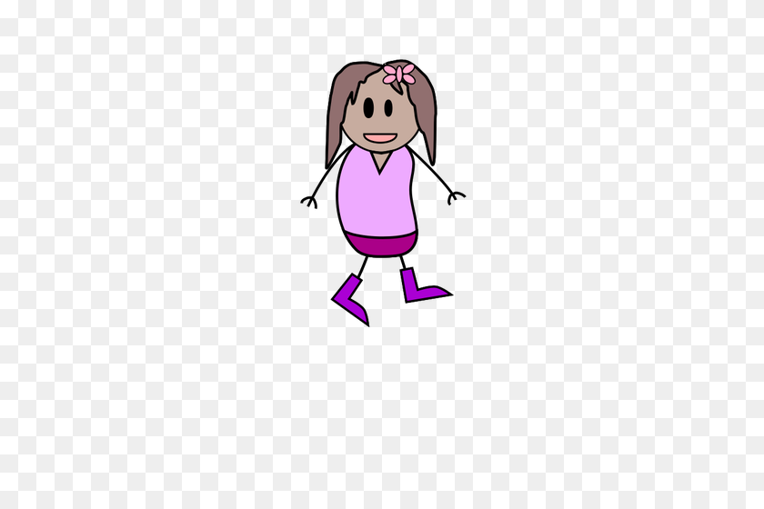353x500 Vector Drawing Of Girl Stick Figure In Purple Clothes Public - Lineman Clipart
