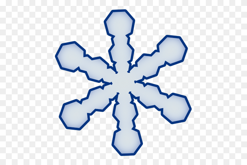 467x500 Vector Drawing Of Icy Blue Snowflake - Blue Snowflake Clipart
