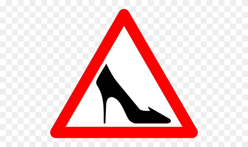 500x438 Vector Drawing Of Ladies Shoes Warning Traffic Sign Public - Womens Shoes Clipart