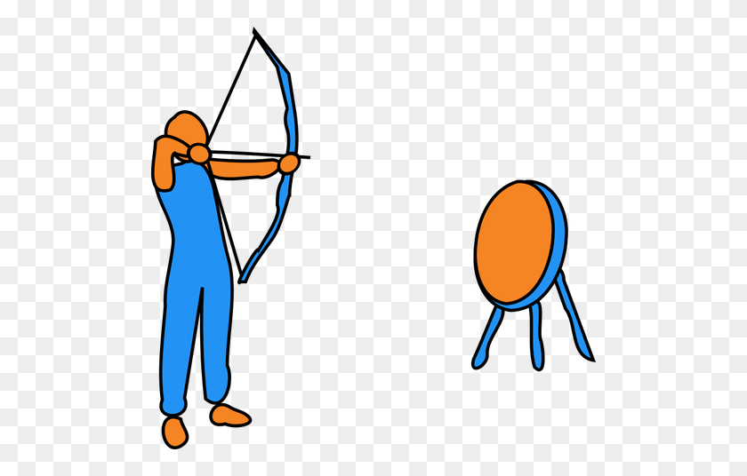 500x476 Dibujo Vectorial De La Figura Del Hombre Apuntando Con Arco Y Flecha - Flecha De Tiro Con Arco Clipart