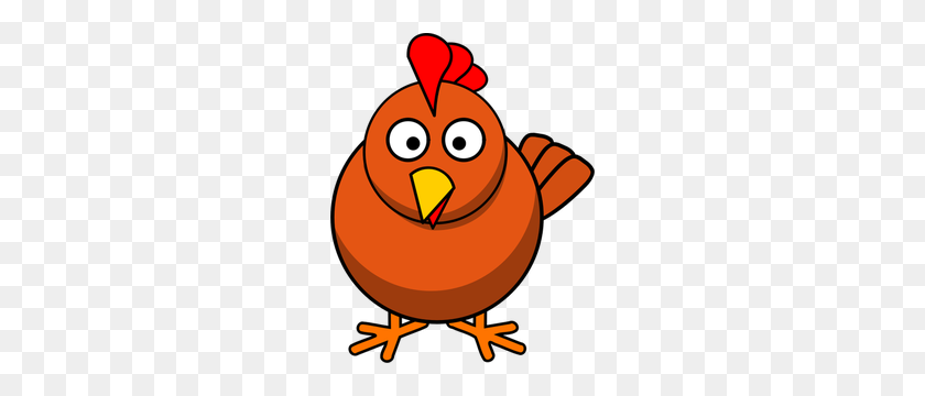 240x300 Vector Drawing Of Scared Chick Orange Hen - Tardy Clipart