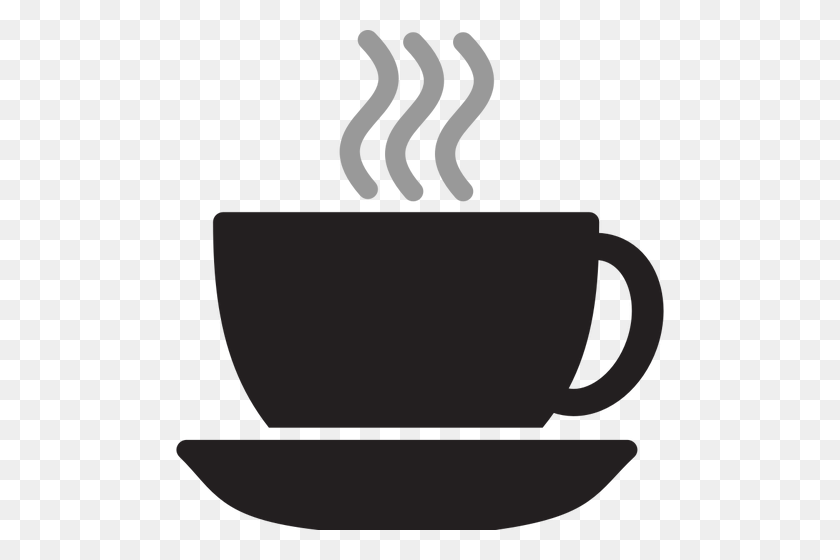 488x500 Vector Drawing Of Steaming Coffee Or Tea Cup With Saucer Public - Piping Bag Clipart