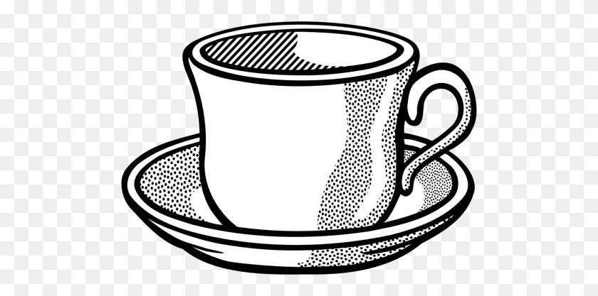 500x357 Vector Drawing Of Wavy Tea Cup On Saucer - Tea Cup And Saucer Clipart
