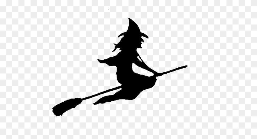 500x394 Vector Drawing Of Witch On A Broom - Witch Black And White Clipart