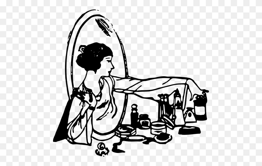 500x473 Vector Drawing Of Woman Picking A Perfume - Set Table Clipart