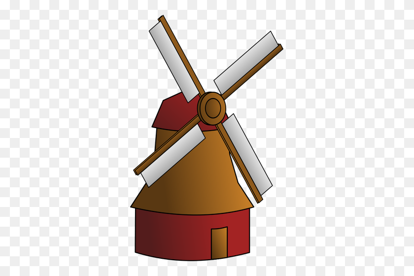 311x500 Vector Graphics Of A Windmill - Mill Clipart