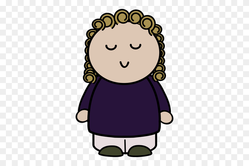 330x500 Vector Graphics Of Chubby Girl Character With Content Expression - Drooling Clipart