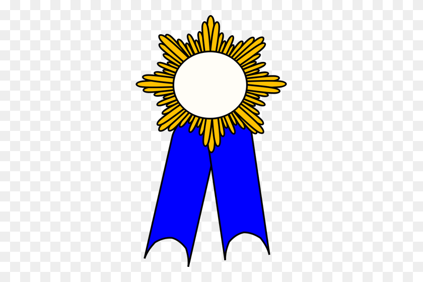 301x500 Векторная Графика Золотой Медальон С Голубой Лентой Общественности - Призовой Клипарт