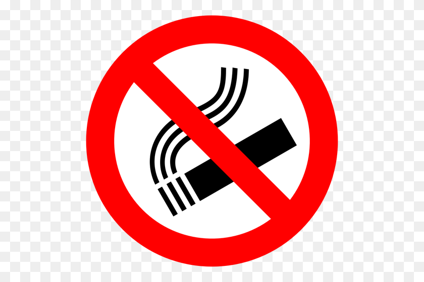 500x500 Gráficos Vectoriales De Inclinado Cruzado Cigarrillo Señal De Prohibido Fumar - Humo Clipart Transparente
