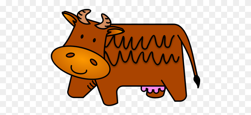500x327 Vector Illustration Of Friendly Brown Cow - Cow Udder Clipart