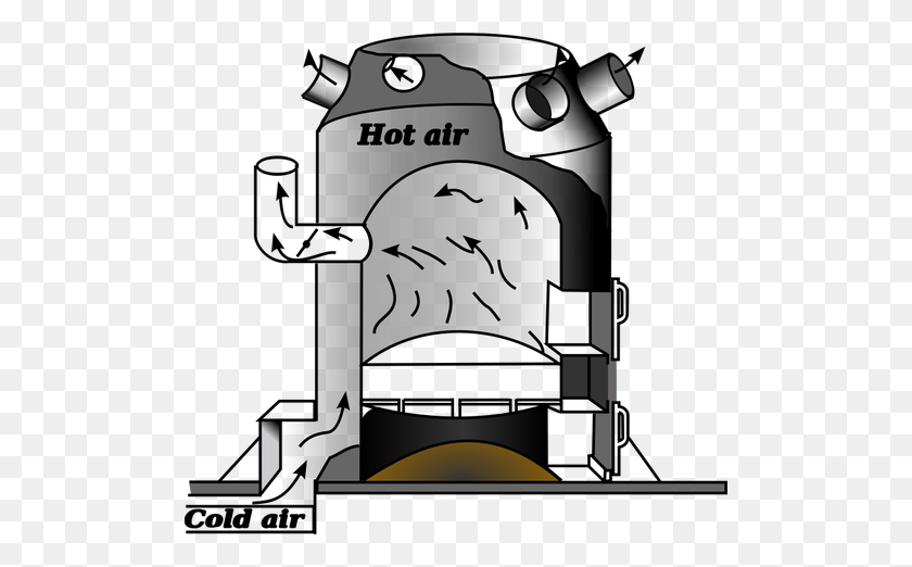 500x462 Vector Illustration Of Furnace Heater Diagram - Furnace Clipart