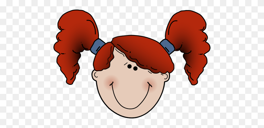 500x349 Vector Illustration Of Girl With Pigtails Smiling - Pigtails Clipart