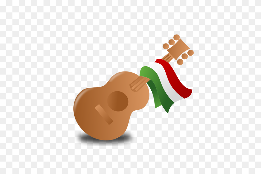 500x500 Vector Illustration Of Guitar And Flag On It - Mexican Guitar Clipart