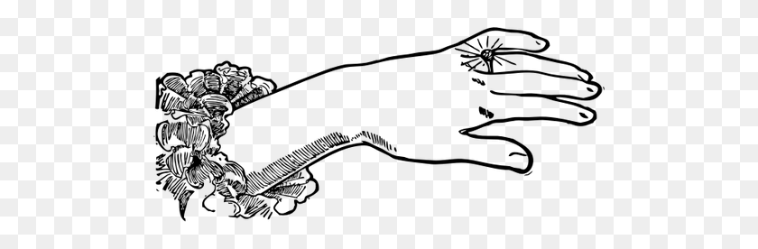 500x216 Векторная Иллюстрация Женской Руки С Бриллиантовым Кольцом На Публике - Обручальное Кольцо, Черно-Белый Клипарт