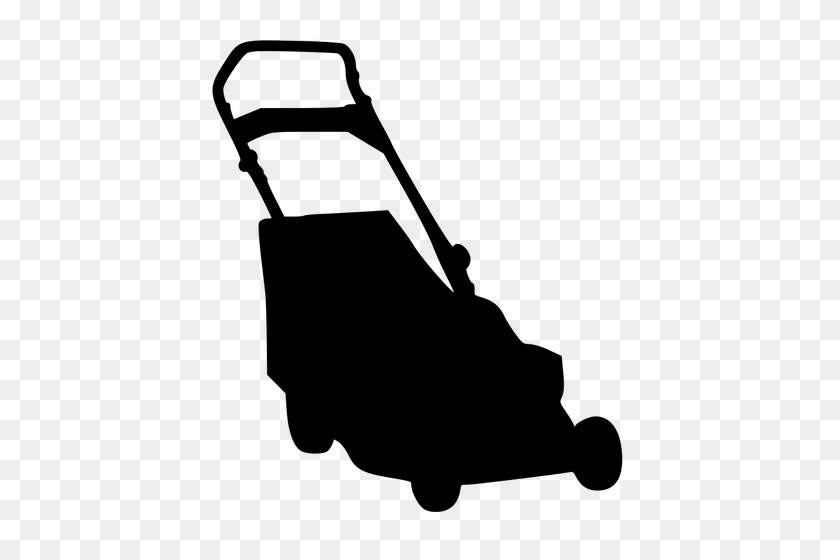 500x500 Vector Illustration Of Lawn Mower Silhouette - Mowing The Lawn Clipart