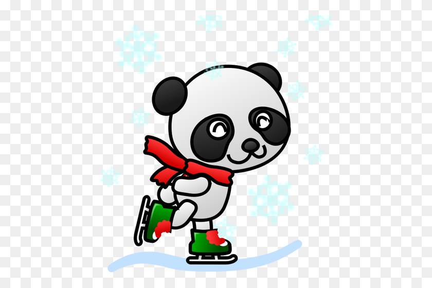 456x500 Vector Illustration Of Panda With A Red Scarf - Muffler Clipart