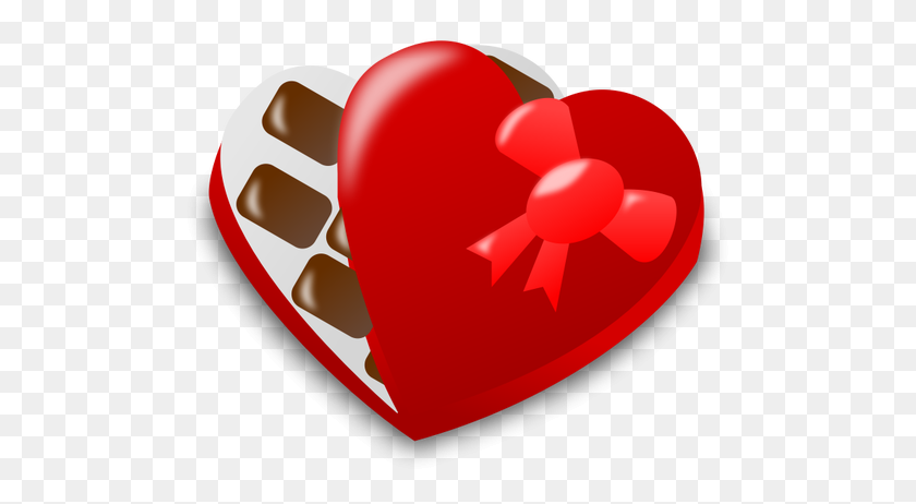 500x402 Векторная Иллюстрация Полуоткрытой Коробки Шоколада В Форме Красного Сердца - Коробка Конфет Клипарт