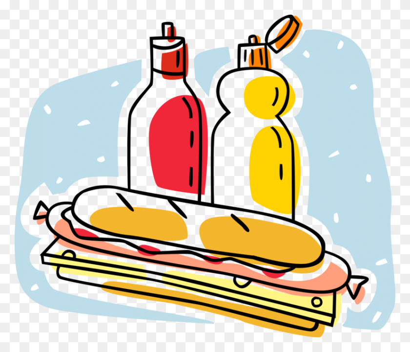 827x700 Vector Illustration Of Sea Submarine Or Hero Sub Sandwich - Sandwich PNG