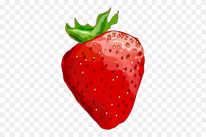 340x500 Vector Illustration Of Shiny Strawberry - Strawberry Clipart Black And White