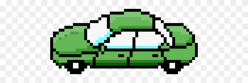500x221 Векторная Иллюстрация Вид Сбоку Зеленого Автомобиля Pixel Art Public - Вид Сбоку Дороги Клипарт