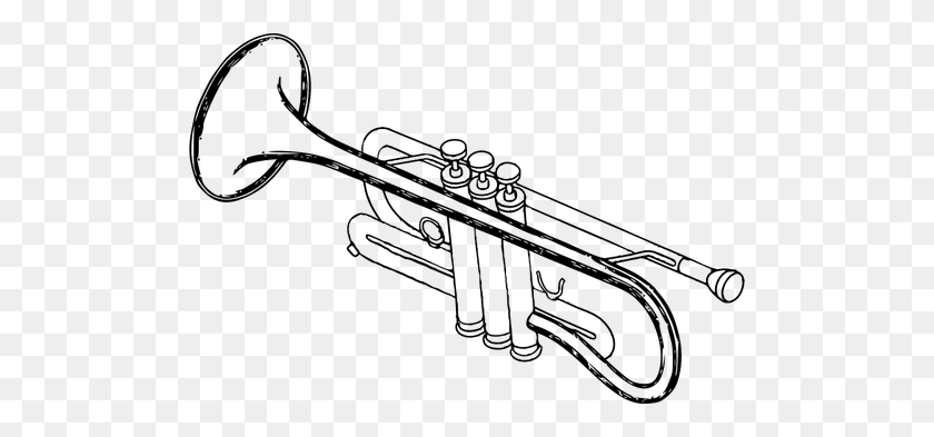 500x333 Векторное Изображение Простой Трубы - Тромбон, Черно-Белый Клипарт