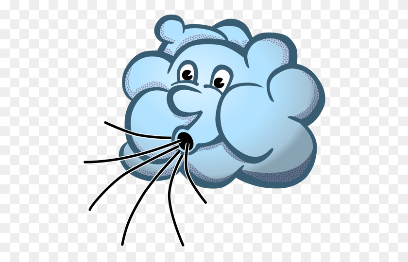 500x480 Vector Image Of Blue Mr Wind Cloud - Wind Effect PNG