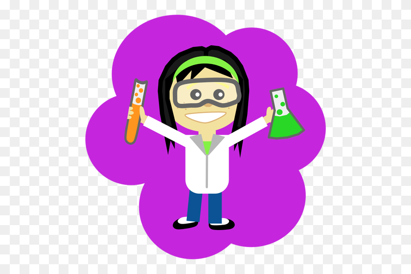 492x500 Vector Image Of Cartoon Science Girl - Science Lab Clipart