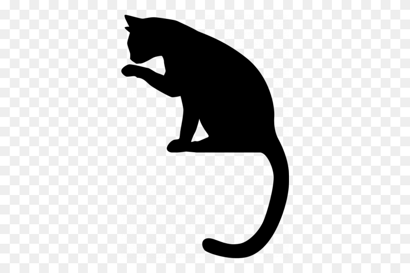 344x500 Vector Image Of Cat Licking Its Paw - Cat Outline Clipart