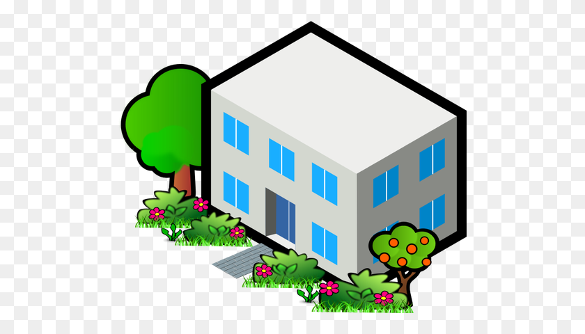 500x420 Vector Image Of Flat Roof House - Rooftop Clipart
