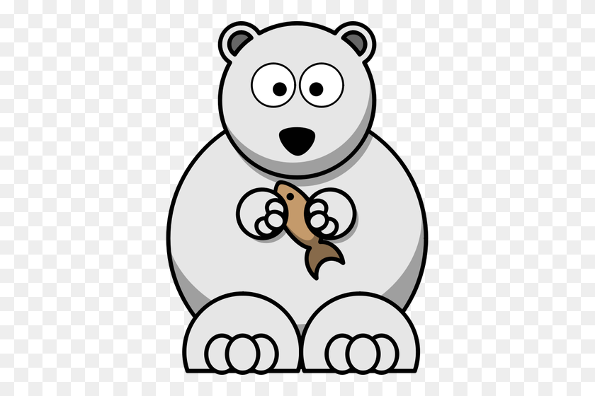 371x500 Векторное Изображение Белого Медведя В Стиле Леммингов - Белый Медведь Черно-Белый Клипарт