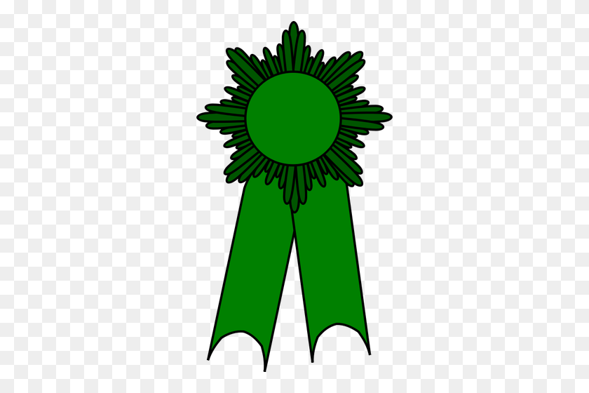 280x500 Vector Image Of Medal With A Green Ribbon - 1st Place Medal Clipart