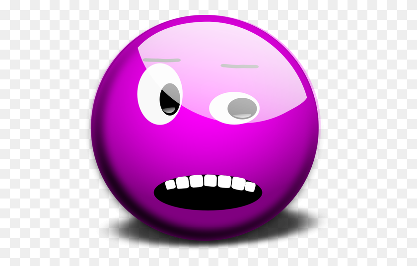 500x476 Векторное Изображение Фиолетового Испуганного Смайлика - Боится Клипарт