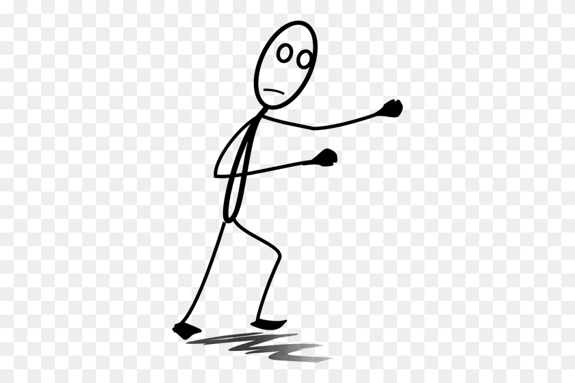 338x500 Vector Image Of Stick Man Figure In Fighting Position Public - Stick Figure Clip Art Black And White