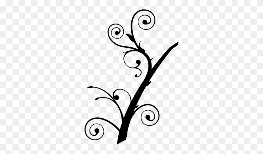 300x431 Vector Image Of Upright Twisted Branch - Branch Clipart Black And White