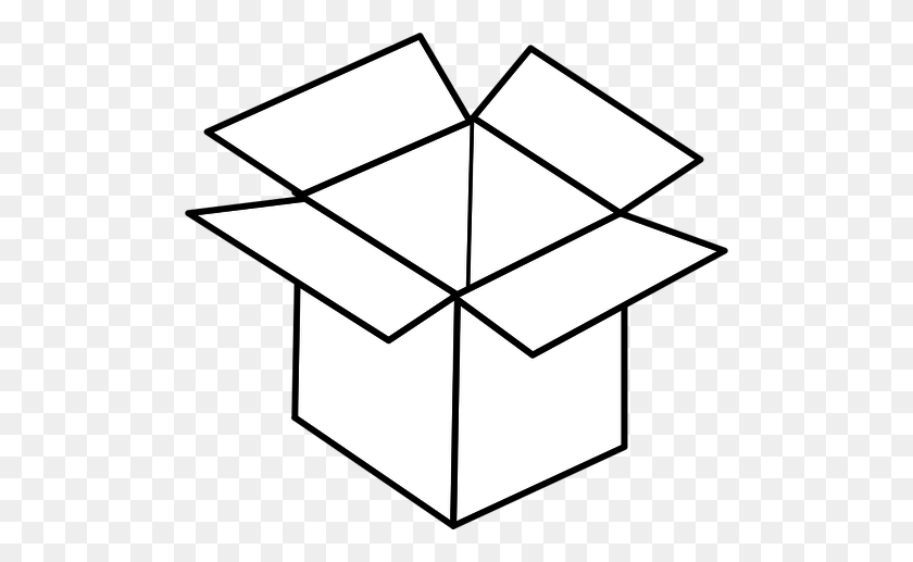 500x457 Vector Line Art Image Of Open Cardboard Box - Packing Boxes Clipart