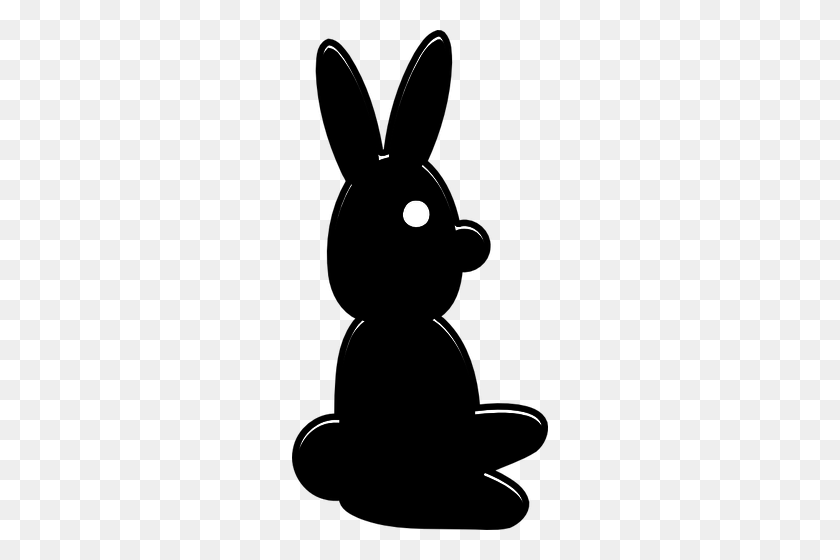 256x500 Векторная Графика Силуэт Кролика - Кроличьи Уши Клипарт Черно-Белый