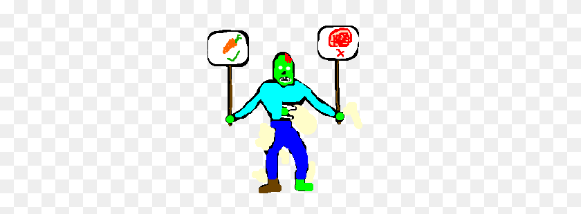 300x250 Vegan Zombie Protests The Eating Of Brains - Zombie Brains Clipart