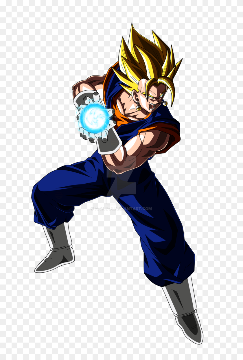 677x1180 Vegito Kamehameha Pose Colored With Energy Ball - Vegito PNG