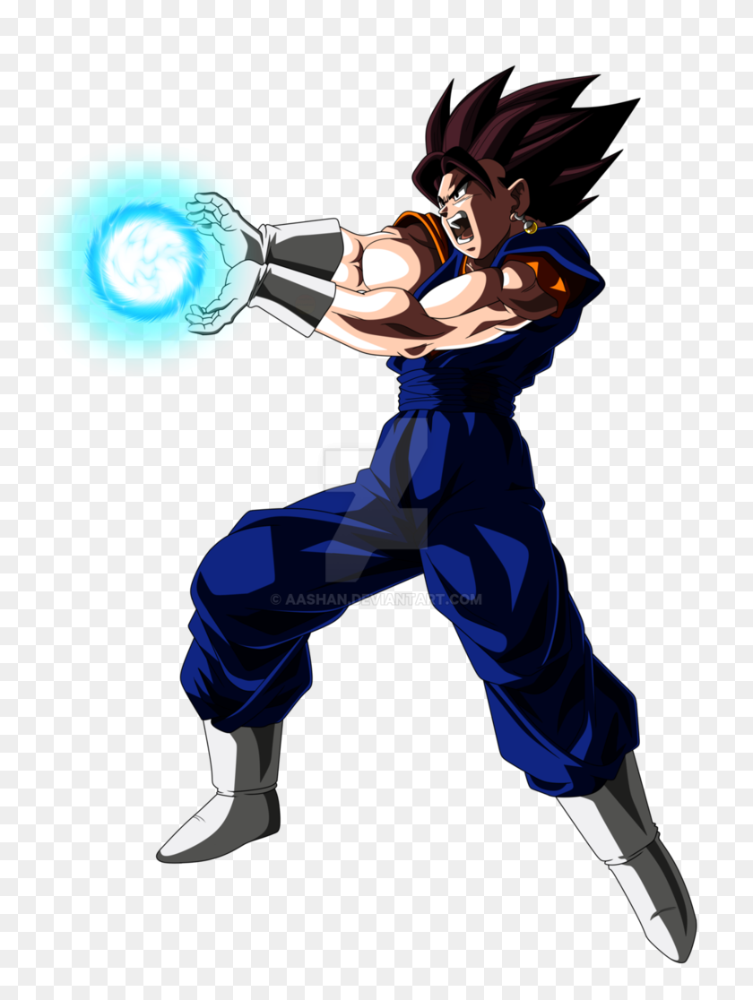 756x1056 Vegito Kamehameha Pose Shooting Colored With Ball - Vegito Blue PNG
