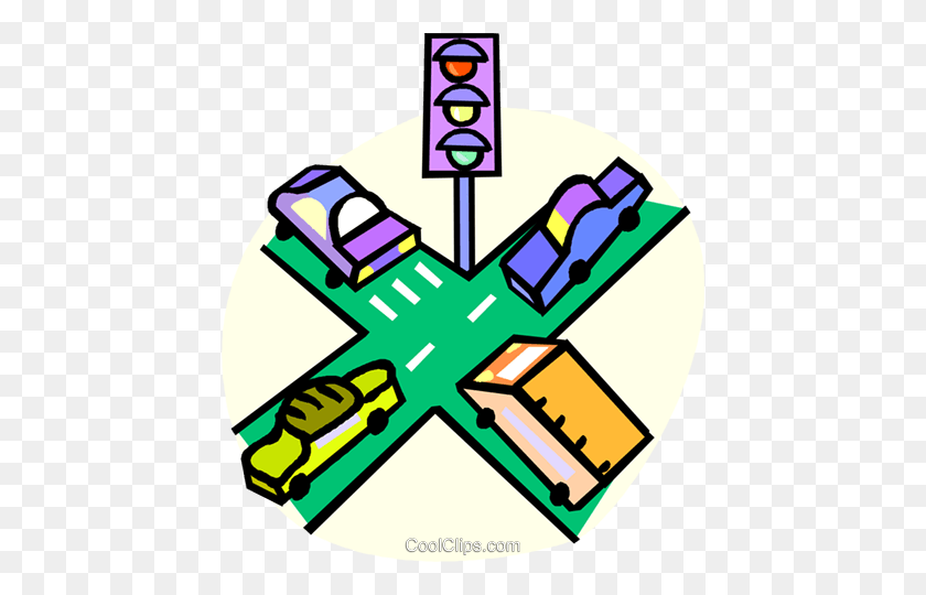 438x480 Vehicles - Intersection Clipart