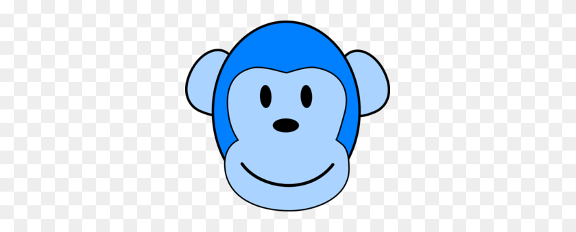 299x279 Very Blue Monkey Clip Art - Monkey Head Clipart